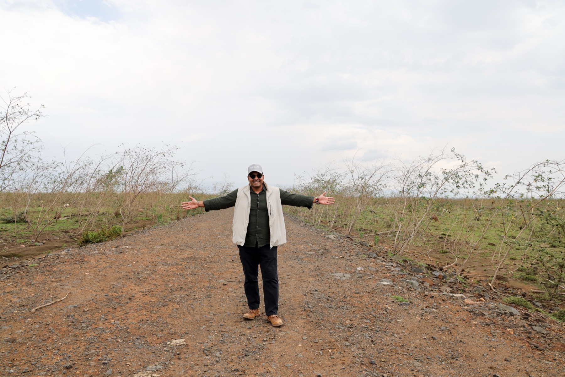 On site at the Naivasha SEZ — dirt road, open horizon, Rift Valley sky